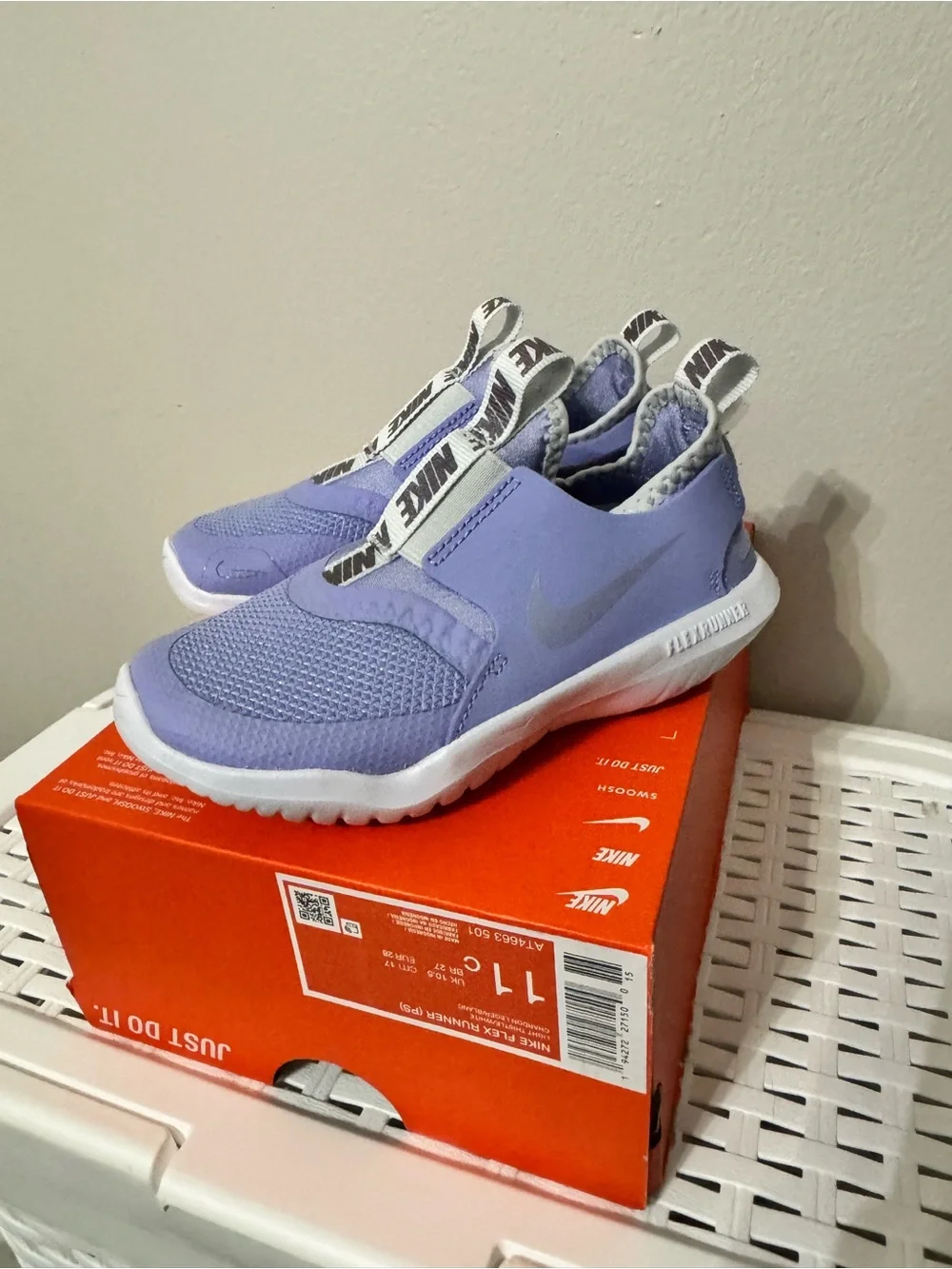 Nike Kids Slip-On Sneakers in Lavender with White Nike Strap